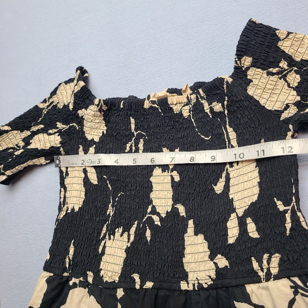Soft Surroundings Maxi Dress Womens PM Black Excellent Floral Smocked Bodice - Picture 4 of 7